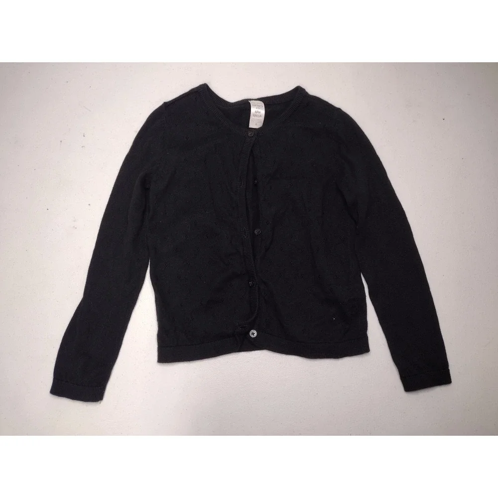 Carters Kid Girls black Pointelle Knit Button Front Cardigan Sweater 6/6x